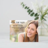 卒業写真パーソナライズされた日付の保存 ポストカード (スタンド正面)