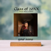 卒業写真パーティーシンボルや象徴-名前をカスタムする アクリルサイン (ニュートラル)