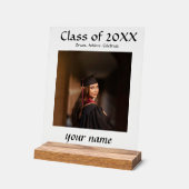 卒業写真パーティーシンボルや象徴-名前をカスタムする アクリルサイン (傾斜)