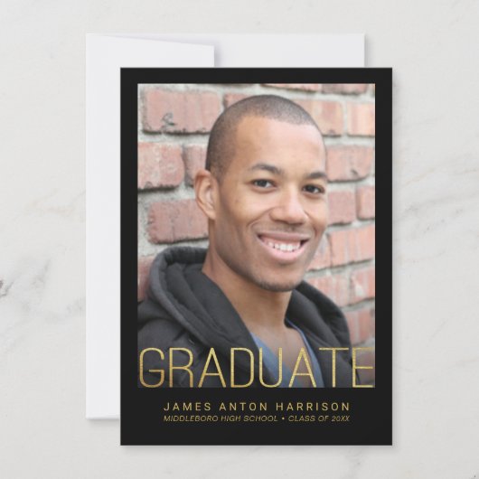 卒業写真パーティーフェイク発表金箔 招待状 (正面)