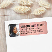 卒業写真ピンクとブラックの差出人住所 ラベル