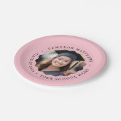 卒業写真ピンクの波状縁ど卒業 ペーパープレート (アングル)