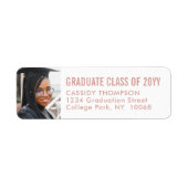 卒業写真ピンク&ホワイトガーリー差出人住所 ラベル (正面)