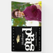 卒業写真ブラック金ゴールドキャップはっきりしたモダンシンプル 横断幕 (縦)