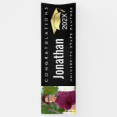 卒業写真ブラック金ゴールドキャップモダンはっきりしたシンプル 横断幕 (縦)