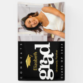 卒業写真ブラック金ゴールドシンプルキャップはっきりしたモダン 横断幕 (縦)