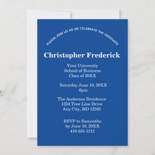 卒業写真ブルーホワイトカレッジ 招待状 (裏面)