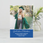 卒業写真ブルーホワイトフォーマル卒業 招待状 (スタンド正面)