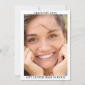 卒業写真ホワイトブラック文字発表 招待状 (裏面)