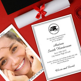 卒業写真ホワイトブラック文字発表 招待状