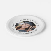 卒業写真ホワイト波打縁ど卒業 ペーパープレート (アングル)