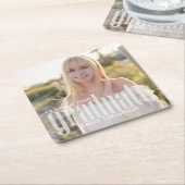 卒業写真ミニマモダンリエレガントアルシンプル スクエアペーパーコースター (アングル)