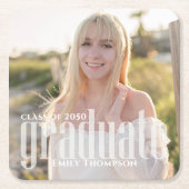 卒業写真ミニマモダンリエレガントアルシンプル スクエアペーパーコースター (正面)