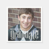 卒業写真ミニマモダンリストシンプルパーティー スタンダードカクテルナプキン (正面)