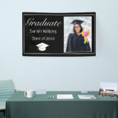 卒業写真ミニマモダンリスト白黒 横断幕 (トレードショー)