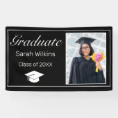 卒業写真ミニマモダンリスト白黒 横断幕 (横)