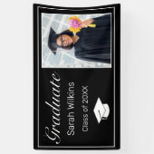 卒業写真ミニマモダンリスト白黒 横断幕 (縦)