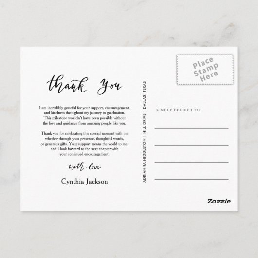 卒業写真ミニマルありがとうごカジュアルざう ポストカード (裏面)