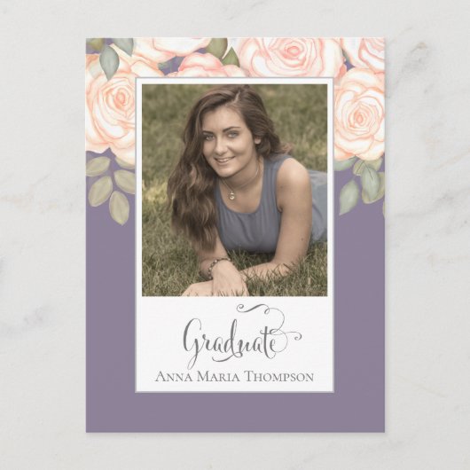 卒業写真ミニマルエレガントリストフローラ紫 ポストカード (正面)