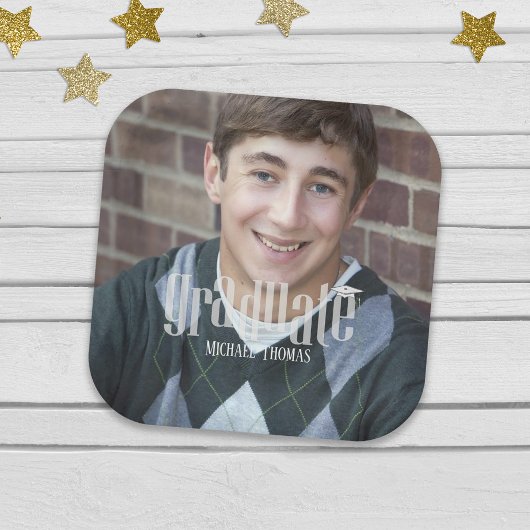 卒業写真ミニマルシンプルリストモダングラード ペーパープレート