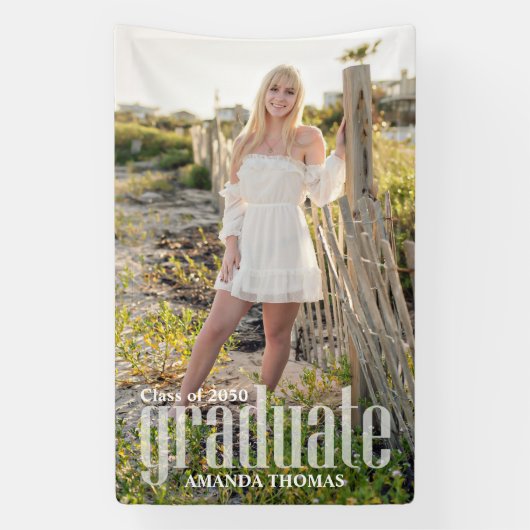 卒業写真ミニマルシンプルリストモダンスクリプト 横断幕 (縦)