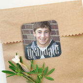 卒業写真ミニマルモダンタイポグラフィ スクエアペーパーコースター