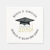 卒業写真ミニマルモダンリストブラック金ゴールド スタンダードカクテルナプキン (正面)