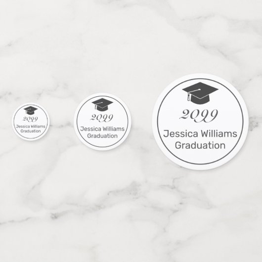 卒業写真ミニマルモダンリストホワイトブラック コンフェッティ (裏面)