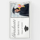 卒業写真ミニマルモダンリストホワイトブラック 横断幕 (縦)