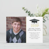 卒業写真ミニマルモダンリストモタルボード 招待状 (スタンド正面)
