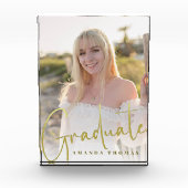 卒業写真ミニマル金ゴールドスクリプト フォトブロック (正面)