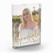 卒業写真ミニマル金ゴールドスクリプト フォトブロック (左)