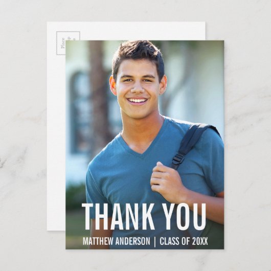 卒業写真モダンありがとうはがきBWB ポストカード (正面/裏面)