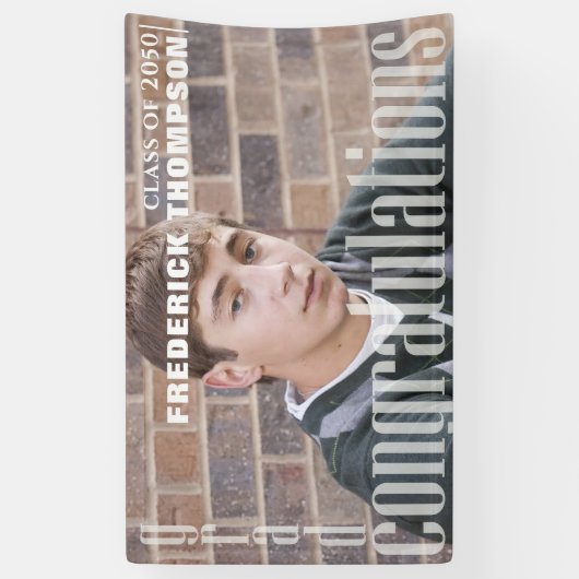 卒業写真モダンおめでとうございますミニマル 横断幕 (縦)