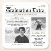 卒業写真モダンおもしろいクールファクト見出し スクエアペーパーコースター (正面)