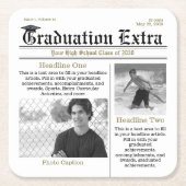 卒業写真モダンおもしろいクールファクト見出し スクエアペーパーコースター (正面)