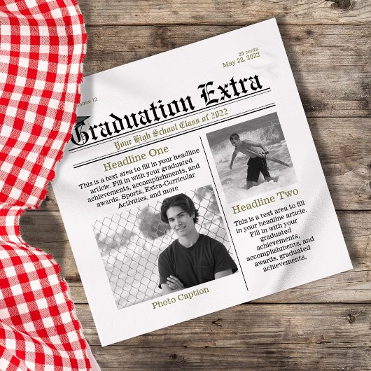 卒業写真モダンおもしろい事実クール新聞 スタンダードカクテルナプキン