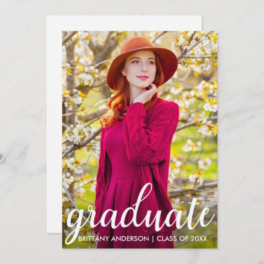 卒業写真モダンかわいらし発表 案内状 (正面/裏面)