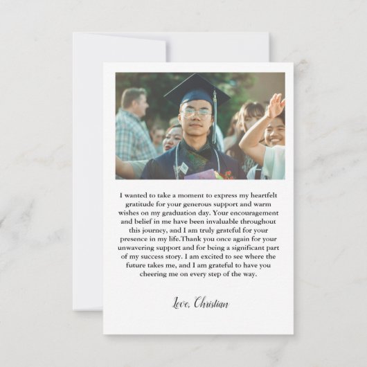 卒業写真モダンの卒業サンキューカード 招待状 (裏面)