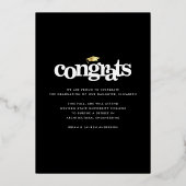 卒業写真モダンはっきりしたタイポグラフィ実在金ゴールド 箔招待状 (裏面)