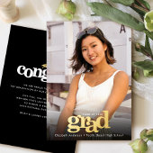 卒業写真モダンはっきりしたタイポグラフィ実在金ゴールド 箔招待状