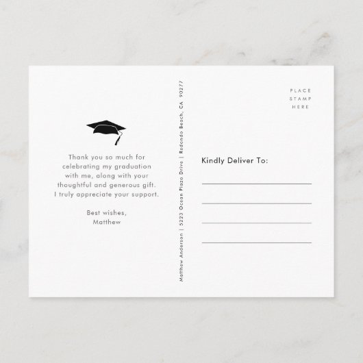 卒業写真モダンはっきりしたタイポグラフィ感謝していユー ポストカード (裏面)