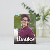 卒業写真モダンはっきりしたタイポグラフィ感謝していユー ポストカード (スタンド正面)