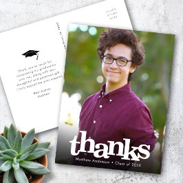 卒業写真モダンはっきりしたタイポグラフィ感謝していユー ポストカード