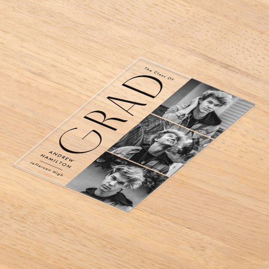 卒業写真モダンアクリル卒業発表 アクリル招待状 (レイダウン)