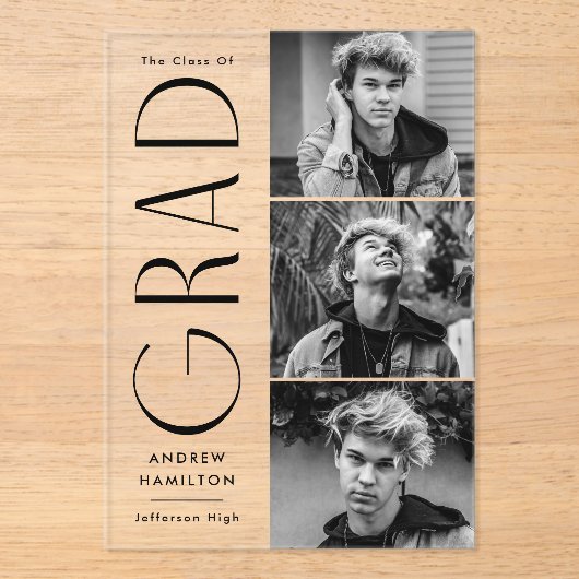 卒業写真モダンアクリル卒業発表 アクリル招待状 (正面)