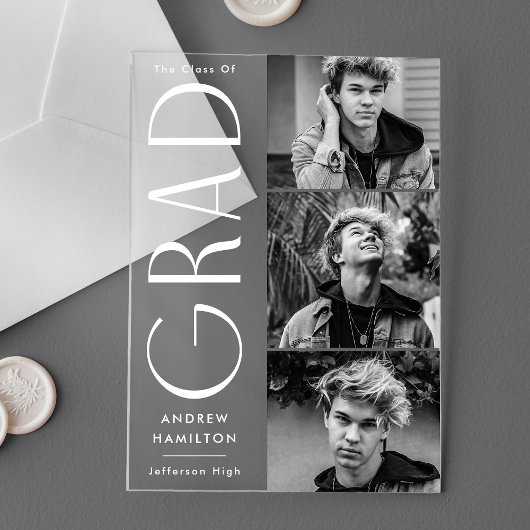 卒業写真モダンアクリル卒業発表 アクリル招待状