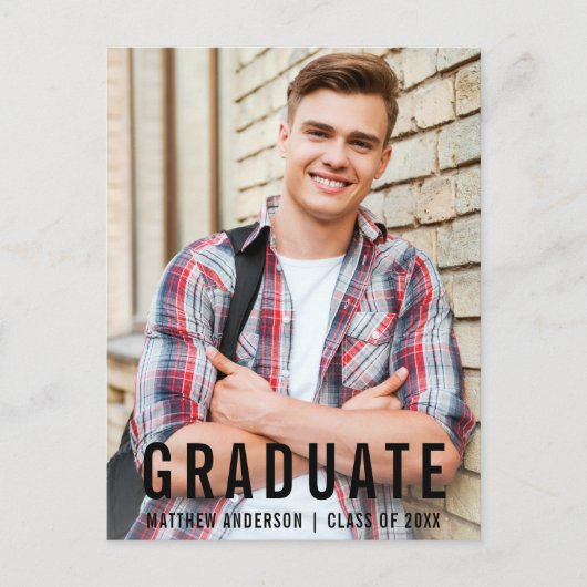 卒業写真モダンカッコいい発表 インビテーションポストカード (正面)