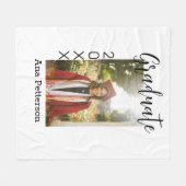 卒業写真モダンクラシック年の名前を素朴に追加 フリースブランケット (正面(横))