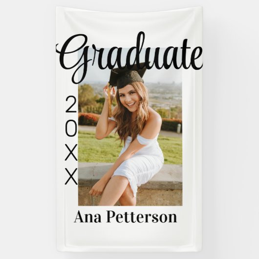 卒業写真モダンクラシック年の名前を素朴に追加 横断幕 (縦)